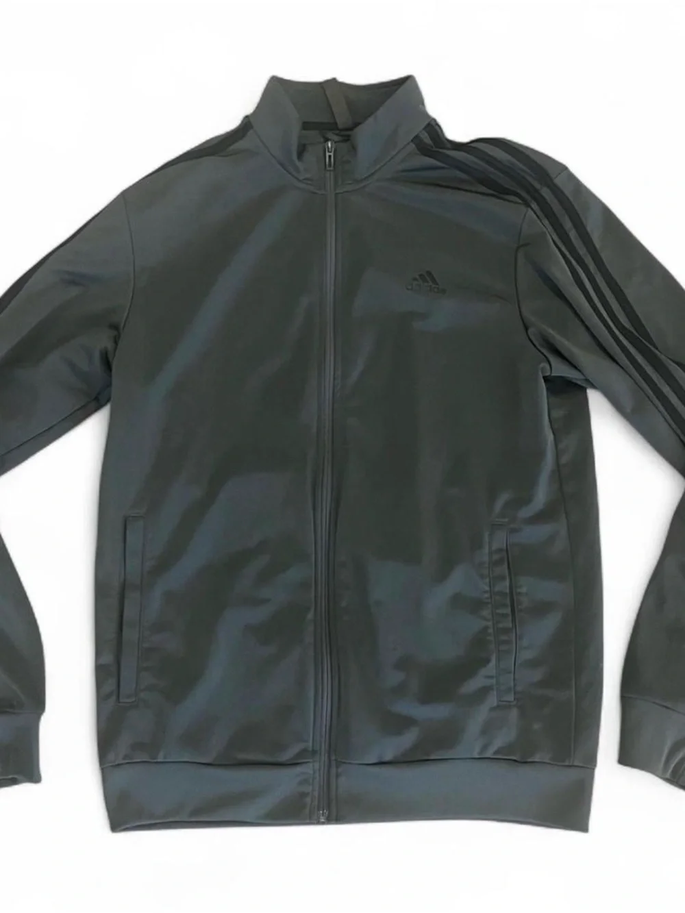Adidas Grey Black 3-Stripe Track Jacket